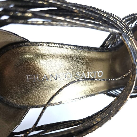 FRANCO SARTO Copper Cracked LEather Gladiator Ankle Strap Stilletoe Sandals - Picture 9 of 9